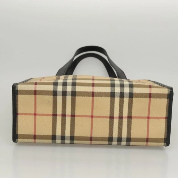 BURBERRY Nova Check Hand Bag PVC Beige Silver black - Picture 5 of 15